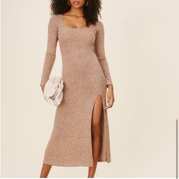 NWOT REFORMATION Lemon Dress - Heathered Cinnamon - Picture 1 of 16